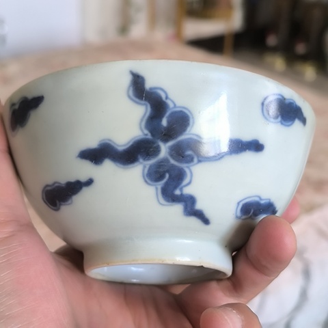古玩陶瓷青花過墻龍碗真品鑒賞圖