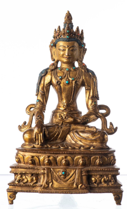 古玩銅器寶冠釋迦牟尼佛真品鑒賞圖