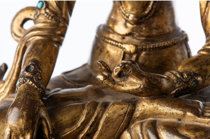 古玩銅器寶冠釋迦牟尼佛真品鑒賞圖