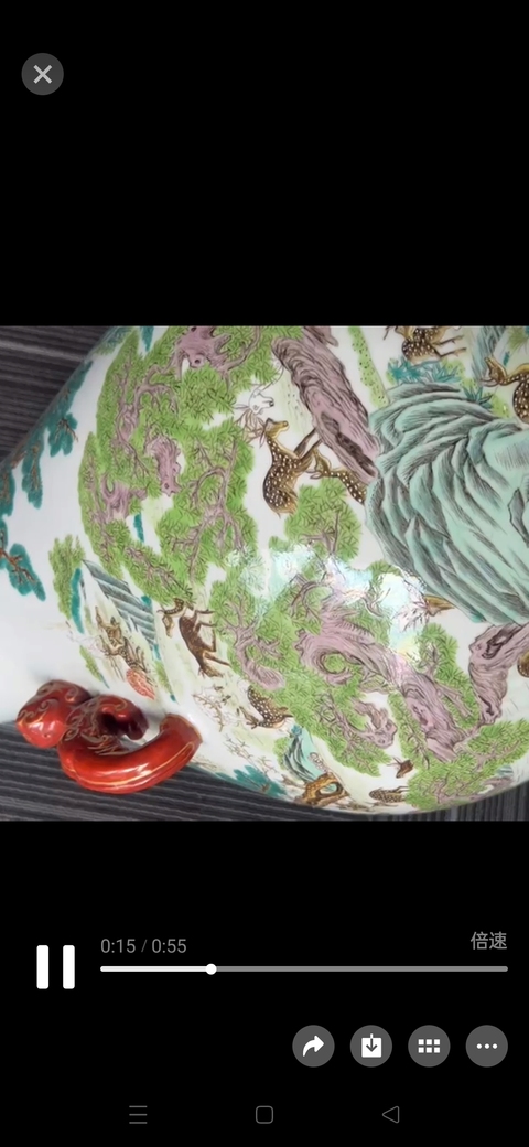 古玩陶瓷粉彩百鹿紋尊真品鑒賞圖