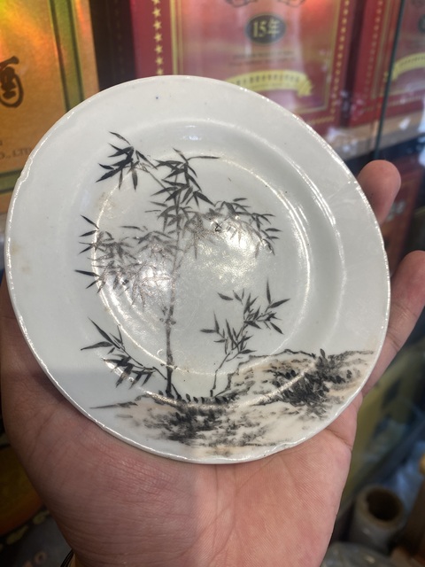 古玩陶瓷民國墨彩竹林盤真品鑒賞圖