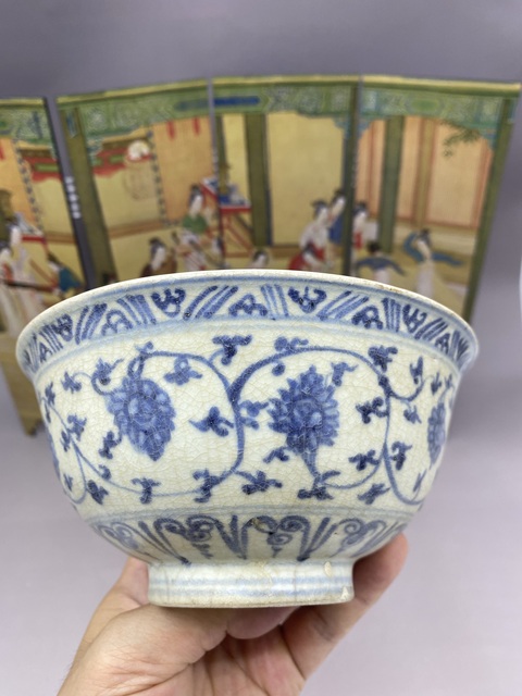 古玩陶瓷青花花卉紋茶碗拍賣,當前價格10000元