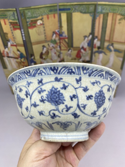 古玩陶瓷青花花卉紋茶碗拍賣,當前價格10000元