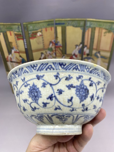 古玩陶瓷青花花卉紋茶碗拍賣,當前價格10000元