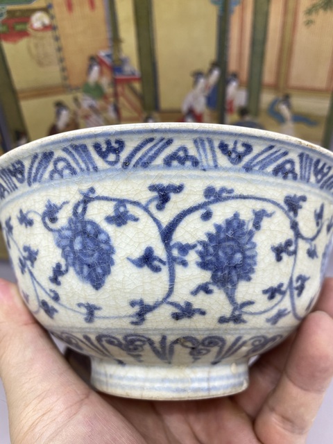 古玩陶瓷青花花卉紋茶碗拍賣,當前價格10000元