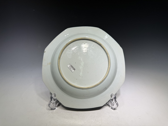 古玩陶瓷清乾隆·青花山水樓閣紋八方盤真品鑒賞圖
