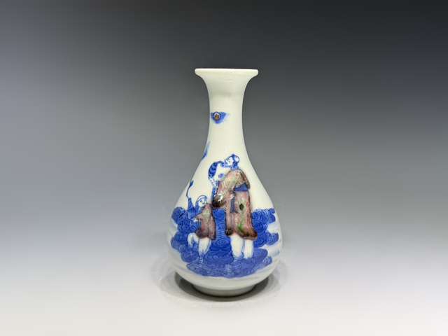 古玩陶瓷清晚期·青花釉里紅人物賞瓶真品鑒賞圖