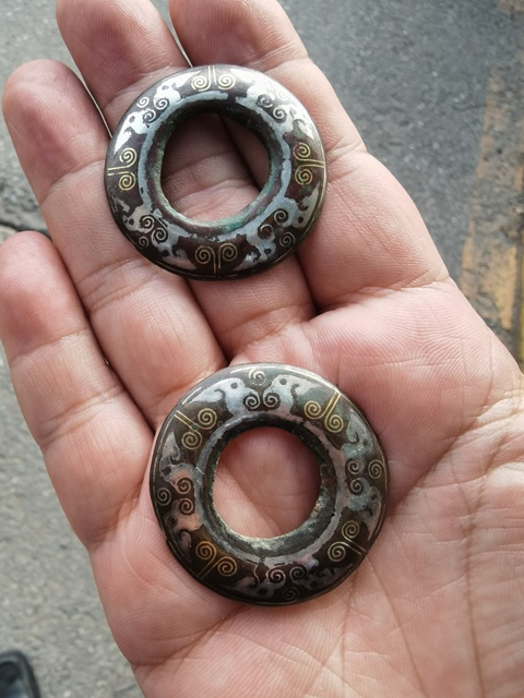 古玩銅器錯金銀青銅環真品鑒賞圖