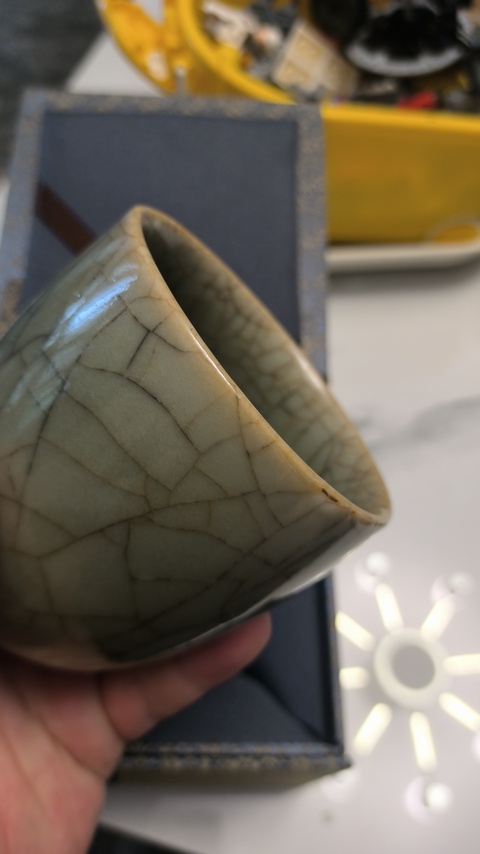 古玩陶瓷綠哥釉聞香杯真品鑒賞圖