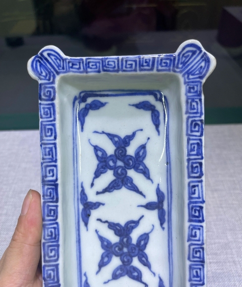 古玩陶瓷龍鳳紋青花盤真品鑒賞圖