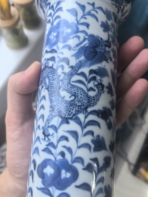 古玩陶瓷龍紋青花花觚真品鑒賞圖