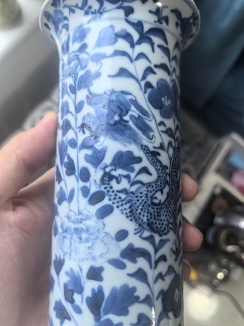 古玩陶瓷龍紋青花花觚真品鑒賞圖