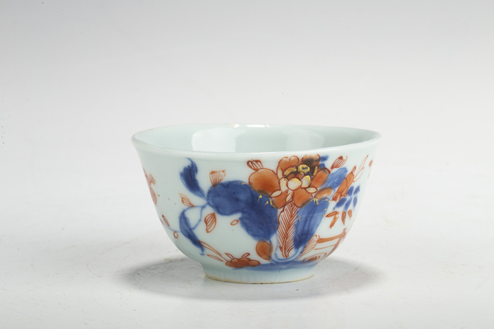 古玩陶瓷清康熙·青花礬紅描金百財花卉紋杯真品鑒賞圖