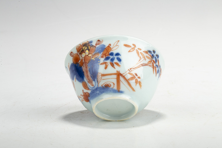 古玩陶瓷清康熙·青花礬紅描金百財花卉紋杯真品鑒賞圖