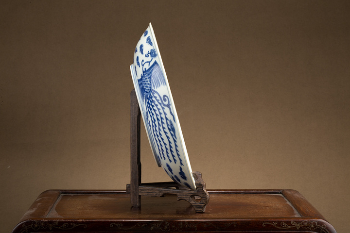 古玩陶瓷清道光·青花對頭鳳紋大盤（官）真品鑒賞圖