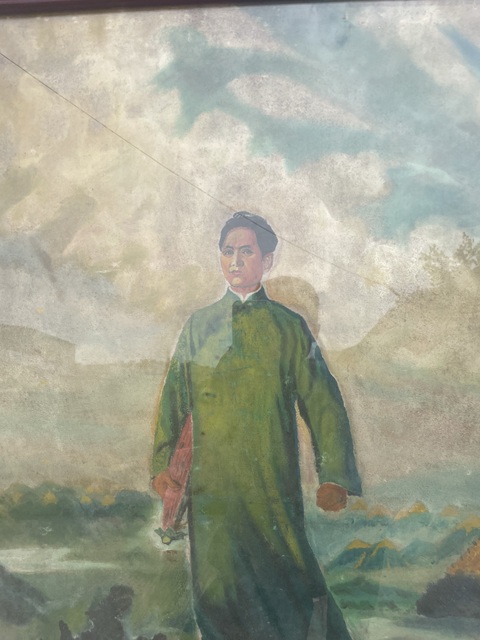 古玩雜項毛主席去安源的油畫真品鑒賞圖