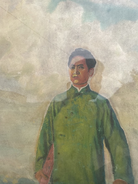 古玩雜項毛主席去安源的油畫真品鑒賞圖