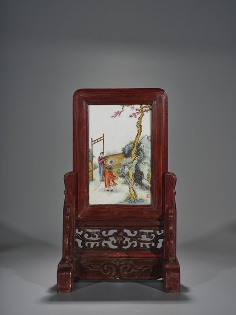 古玩陶瓷人物紋瓷板畫真品鑒賞圖