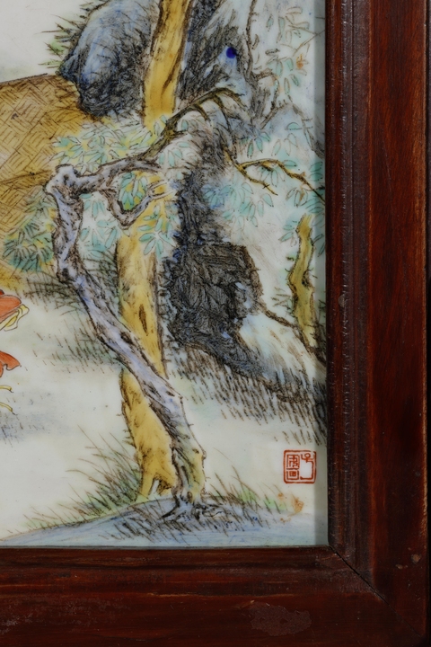 古玩陶瓷人物紋瓷板畫真品鑒賞圖