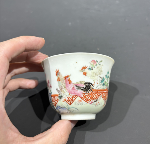 古玩陶瓷粉彩冠上加官紋杯拍賣，當前價格12000元