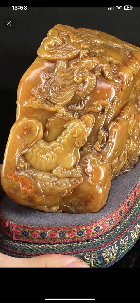 古玩雜項老撾田黃石擺件真品鑒賞圖