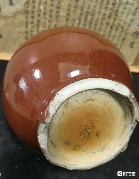 古玩陶瓷解放初期鈞紅釉膽式瓶拍賣,當前價格800元