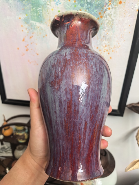 古玩陶瓷鈞紅窯變釉觀音瓶真品鑒賞圖