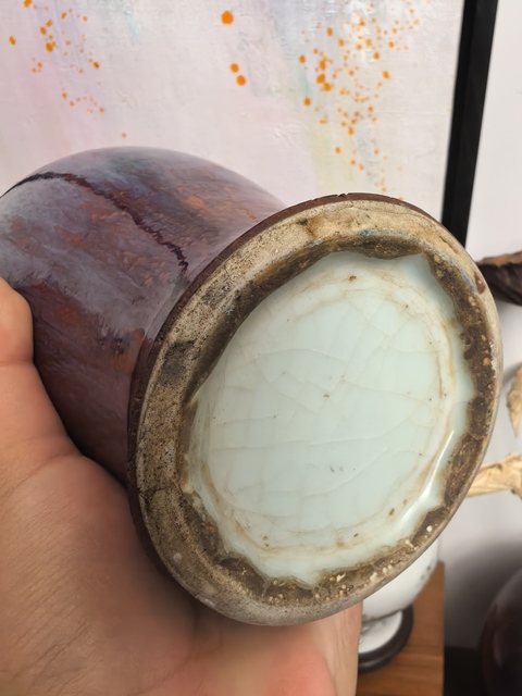 古玩陶瓷鈞紅窯變釉觀音瓶真品鑒賞圖
