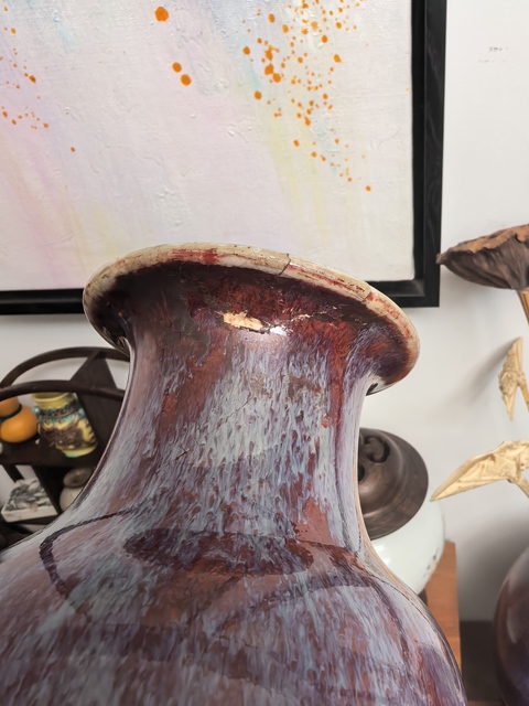 古玩陶瓷鈞紅窯變釉觀音瓶真品鑒賞圖