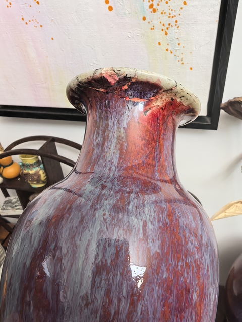 古玩陶瓷鈞紅窯變釉觀音瓶真品鑒賞圖