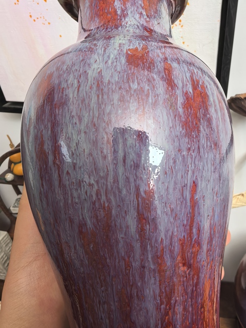 古玩陶瓷鈞紅窯變釉觀音瓶真品鑒賞圖