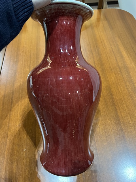 古玩陶瓷郎紅釉觀音瓶真品鑒賞圖