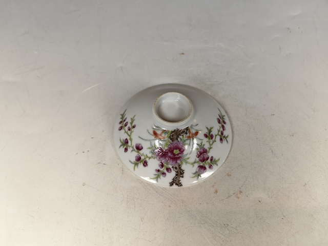 古玩陶瓷晚清民國粉彩過墻梅花紋斗笠盞真品鑒賞圖