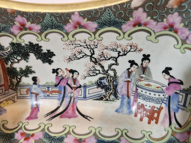 古玩陶瓷人物紋八方碗真品鑒賞圖