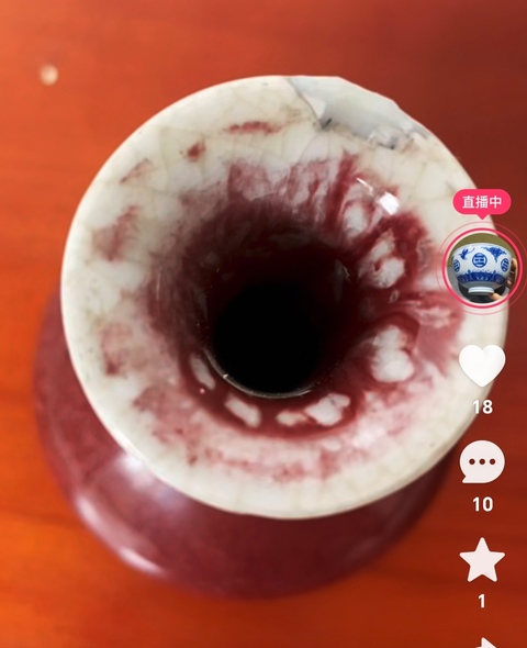 古玩陶瓷郎紅釉撇口瓶真品鑒賞圖