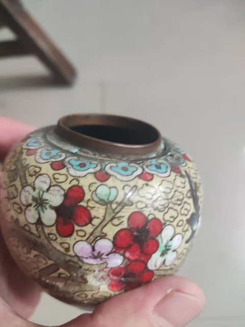 古玩雜項景泰藍小罐真品鑒賞圖