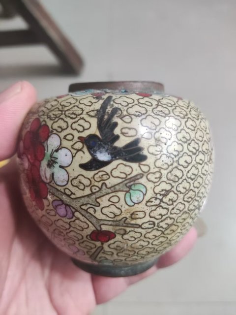 古玩雜項景泰藍小罐真品鑒賞圖