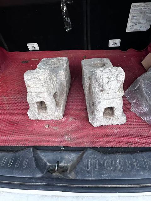 古玩雜項悶枕石獅子真品鑒賞圖