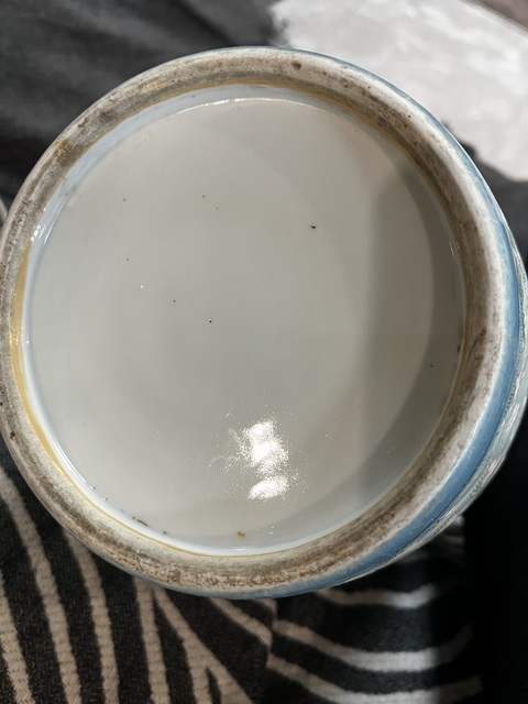 古玩陶瓷清晚期天藍釉太極八卦紋瓶真品鑒賞圖