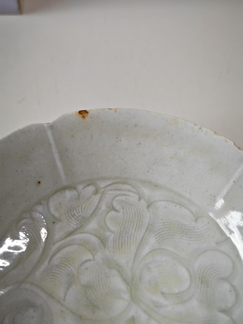 古玩陶瓷青白釉刻花葵口洗真品鑒賞圖