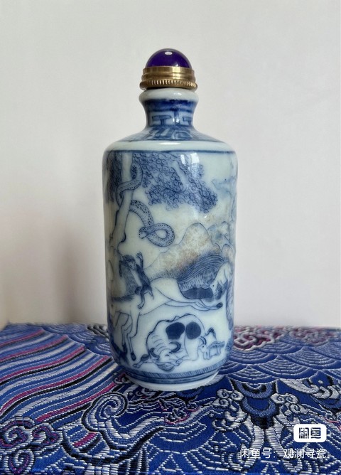 古玩陶瓷青花釉里紅十二生肖圖鼻煙壺真品鑒賞圖