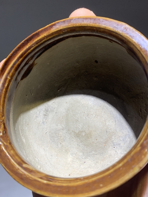 古玩陶瓷醬釉雙耳三足爐真品鑒賞圖