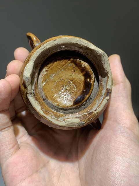 古玩陶瓷醬釉雙耳三足爐真品鑒賞圖