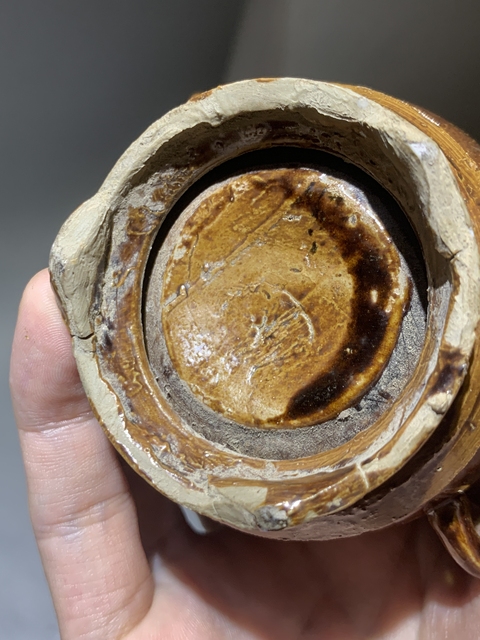 古玩陶瓷醬釉雙耳三足爐真品鑒賞圖