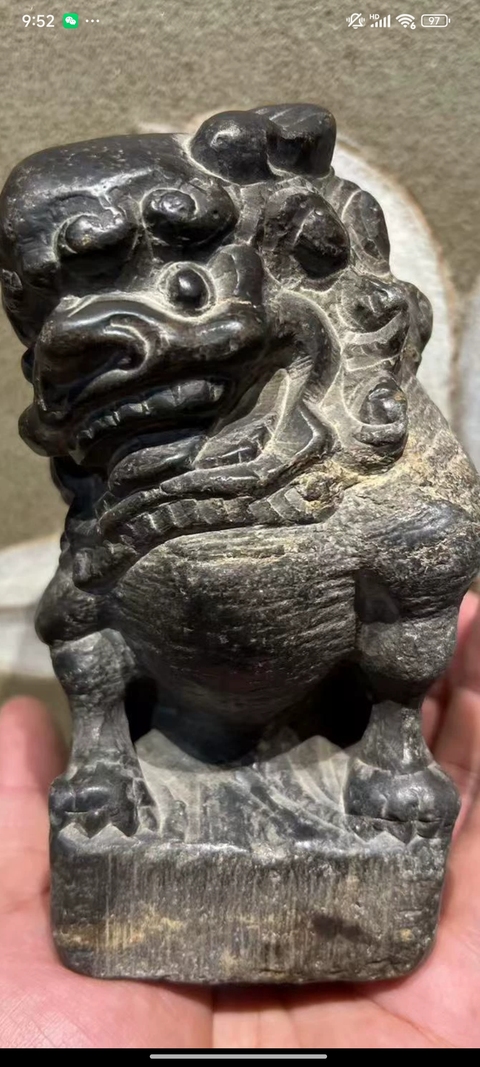 古玩雜項青石獅真品鑒賞圖