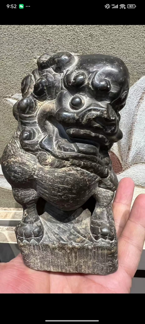 古玩雜項青石獅真品鑒賞圖