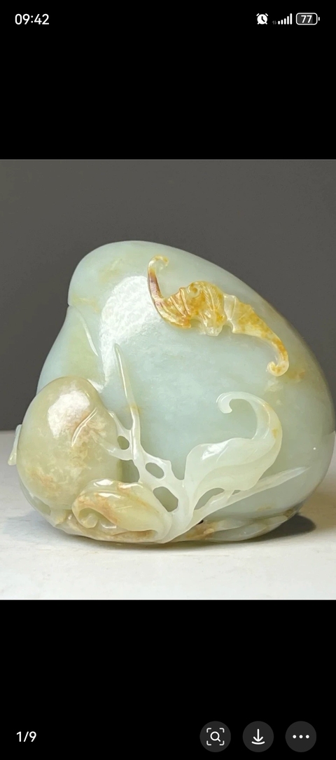 古玩玉器和田玉雕“福壽”擺件真品鑒賞圖
