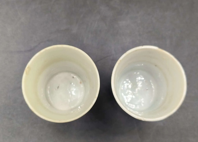 古玩陶瓷紅綠彩山水紋馬蹄杯真品鑒賞圖