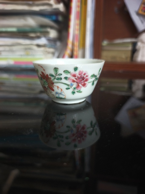 古玩陶瓷粉彩花卉紋杯拍賣,當前價格3500元