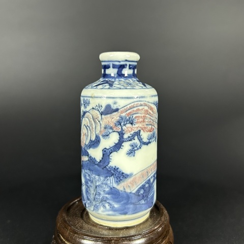 古玩陶瓷青花釉里紅人物故事紋鼻煙壺真品鑒賞圖